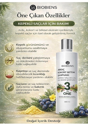 Biobiens Ardıç Kükürt Bıttım Şampuan 300 Ml Tüm Saçlar