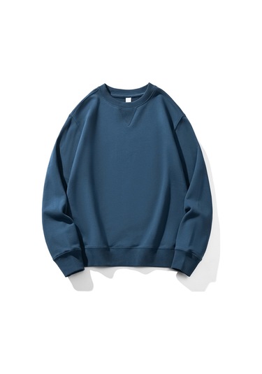 Erkekler Yuvarlak Yakalı Ters Üçgen Sweatshirt Koyu Safir