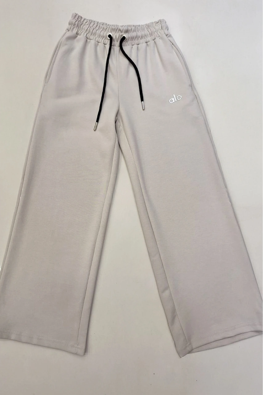 Kız Çocuk Doble Face Kumaş Geniş Paça Eşofman Alt 10-15 Yaş 12318 Krem