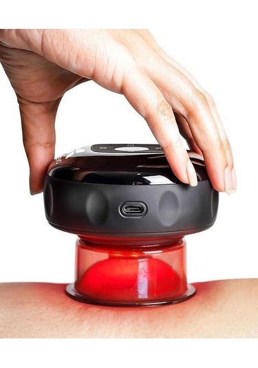 Valkyrie Şarjlı Kupa Çekme Vakum Masaj Aleti Selülit Giderci Hacamat Cihazı Isıtıcılı Siyah