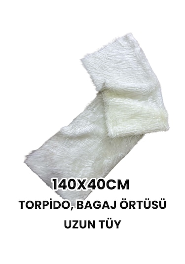 Pelüş Torpido Koruma Örtüsü Uzun Tüylü Beyaz