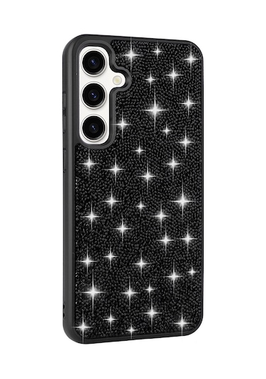 Toyigoo Galaxy Uyumlu A25 Kılıf Parlak Taşlı Tasarım Tygo Pırlanta Kapak - Siyah Siyah
