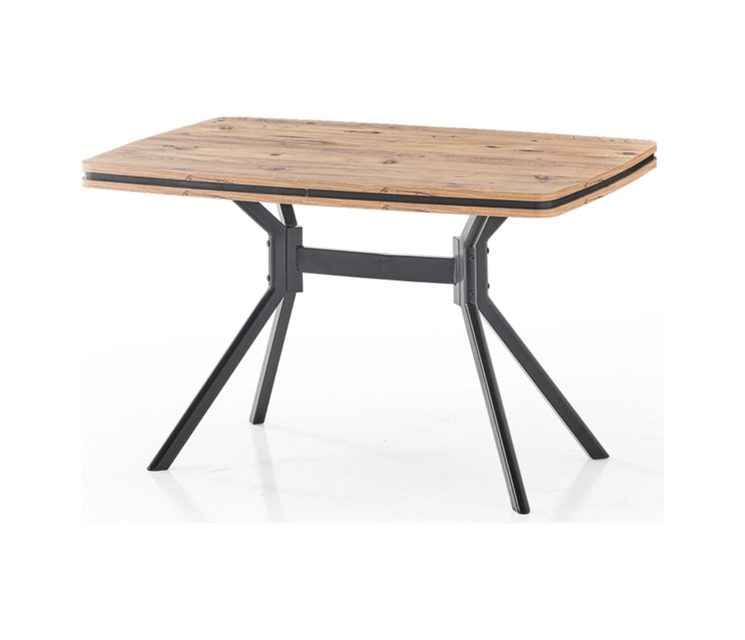 Dengema Koza Dikdörtgen Masa Ceviz Desen, Siyah Ayak, 80 120 Cm Sandalyesiz Ceviz Desen -siyah Ayak