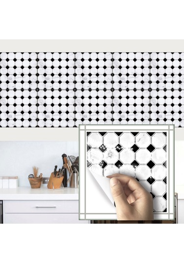 Yaozixa Mediterranean Tarzı Pvc Otostikleyici Duvar Çini Sticker 20x20cm 10 Adet - Kolay Uygulama Ve Kaldırma, Ev Dekorasyonu İçin Diğer