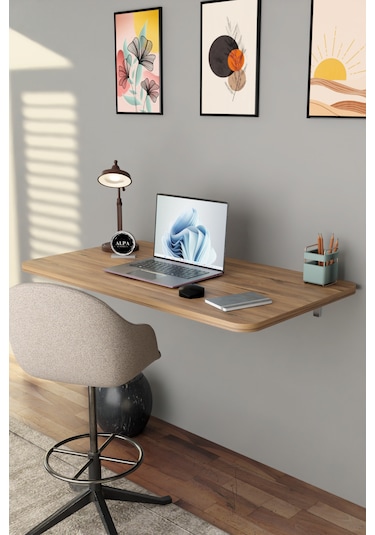 Katlanabilir Duvara Monte Masa - 50x90 Cm Ofis, Ev Çalışma Masası Atlantik Çam