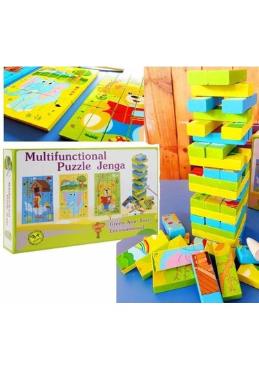 İki Oyun Bir Arada Jenga Ve 3 Puzzle