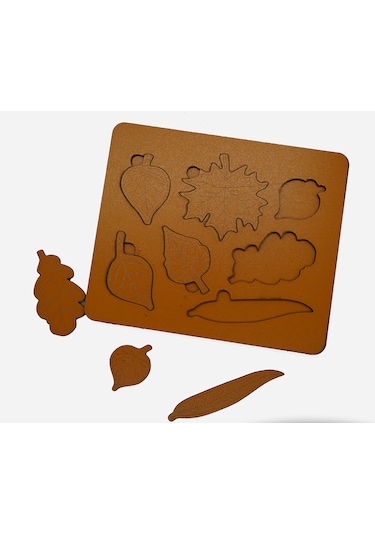 Çocuklar İçin Eğitici Ve Öğretici Ahşap Yapboz Puzzle Bul Tak Yaprak 30x20cm