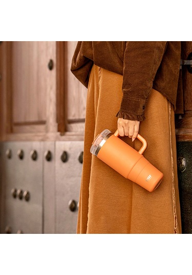 Tyeso Qq Termos Sızdırmaz Pipetli Çift Duvarlı Vakumlu 900ml TS-8866T Turuncu