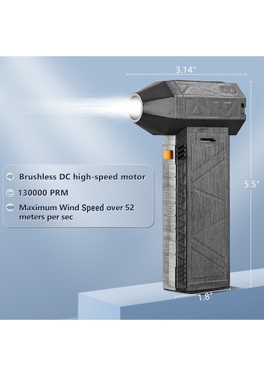 Geeksen Mini Turbo Jet Fan 52m/s Turbo Şiddetli Fan 130000 Rpm Şarj Edilebilir Güçlü Üfleyici