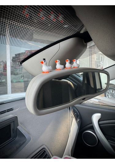 4 Parça Sevimli Kaz Ailesi Dikiz Aynası Süsü - Ayna Süsü Araba Süsü Torpido Süsü Oto Aksesuar