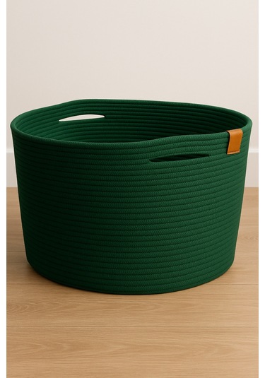 Camatschua Dekoratif Hasır 40 30 Cm Halat Sepet Çok Amaçlı Saklama & Düzenleme Sepeti Yeşil