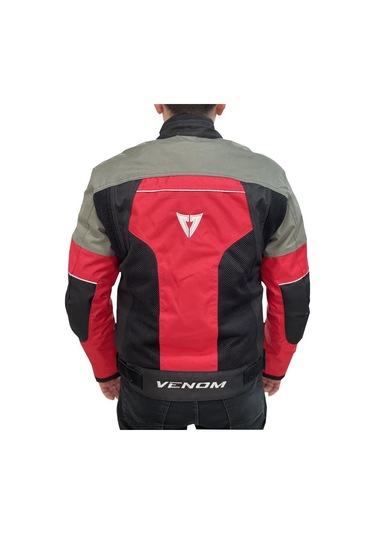Venom Dynamic 4 Mevsim Siyah Gri Kırmızı Motosiklet Montu
