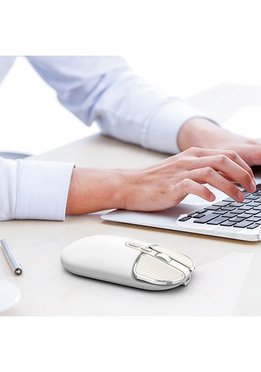 Yaozixa T600 Kablosuz Fare: 2.4g+bt5.1, Uv Dokunmatik Kaplama, Sessiz Tasarım, Tek Tık Masaüstü, 500mah Şarjlı Pil, Beyaz Diğer