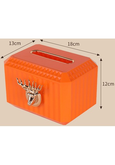 Suntek Tezgah Turuncu Peçete Kağıt Tutucu Geyik Kafası Heykel