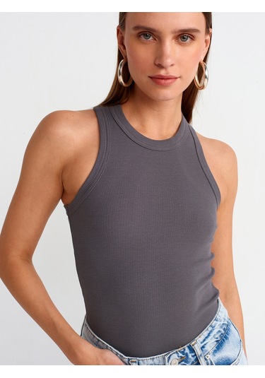 Dilvin Fitilli Halter Yaka Atlet Füme