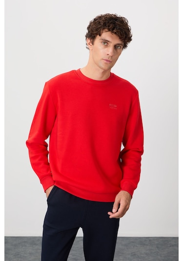 Tommy Life Omar Fiesta Şardonlu Erkek Sweatshirt - 88137 Kırmızı