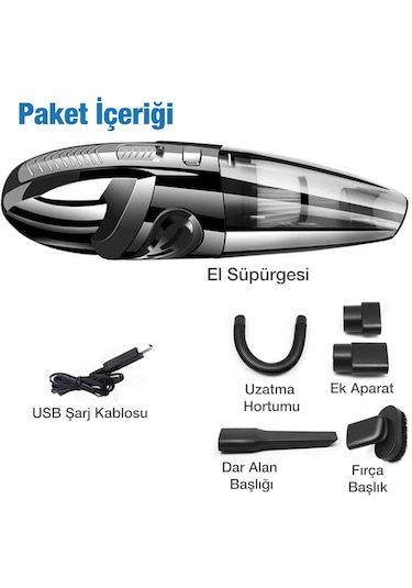 Enraco R-6053 Kablosuz Güçlü El Araç-ev Süpürgesi Kuru Islak