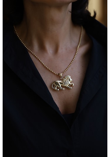 Yenigün Kuyumculuk 14 Ayar Altın Top Zincirde Aslan Kolye Klu22782-znc22920