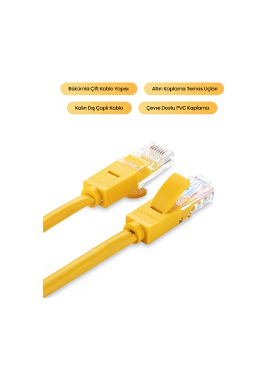 Ugreen Cat5e Ethernet Kablosu, 3 Metre, Sarı, 11232