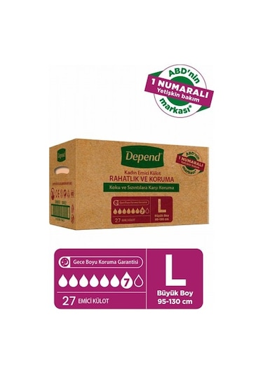 Depend Emici Külot Kadın Hasta Bezi L 3 x 9'lu