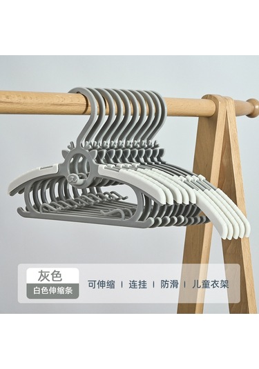 Çocuklar İçin Geri Çekilebilir Kaymaz Elbise Askısı Ev Tipi Omuz Askılı Köşe Depolama Elbise Askısı 20'li Paket Koyu Gri