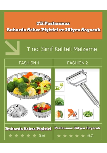 2'li Sebze Pişirici Ve Sebze Meyve Soyacak Jülyen