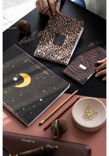 A4 Haftalık Ve Günlük 3 Lü Masaüstü Süresiz Planlayıcı Set Leopar Leopar