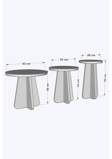 Miracle 3d Mantar 3'lü Zigon Sehpa Safirmeşe