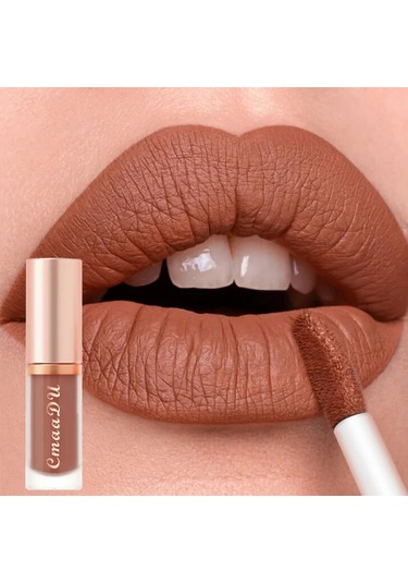 Mat Kadife Dudak Parlatıcısı Koyu Kırmızı Kahverengi Dudak Sır Kalıcı 08 Pembe