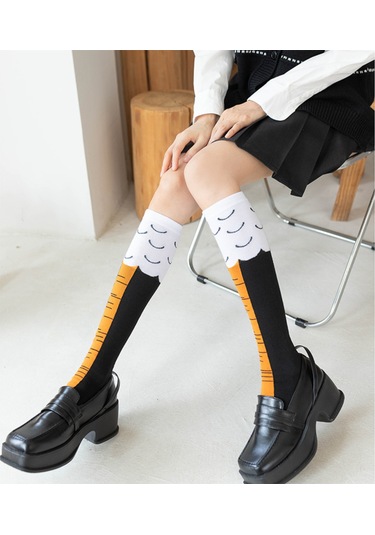 Springsun Anti-slip Anti-friction Komik Desenli Kollu Çorap - Unisex 36cm 45g Siyah