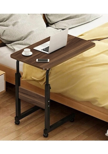 Sekizincicaddedizayn Yükseklik Ayarlı Laptop Ve Servis Sehpası - Ceviz (Tekerli)