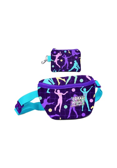 Coral High Kız Çocuk Mor Voleybol Desenli Bel Çantası Ve Bozuk Para Cüzdanı Set Çok Renkli