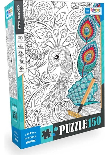 Blue Focus Peacock Tavuskuşu 150 Parça Boyanabilir Puzzle Bf385