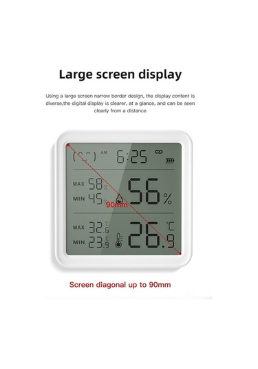 Tongxida Beyaz Bluetooth Isı Nem Sensörü - Akıllı Otomasyon, Arka Işık, Uzak Erişim İçin Gateway Gereklidir - Lityum Pil Pil