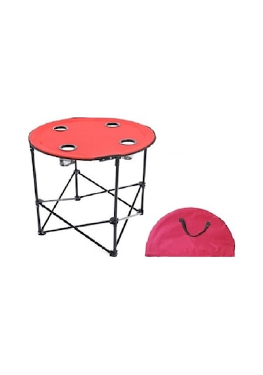 1 Adet Kırmızı Katlanır Kamp Masası 71 CM Kırmızı