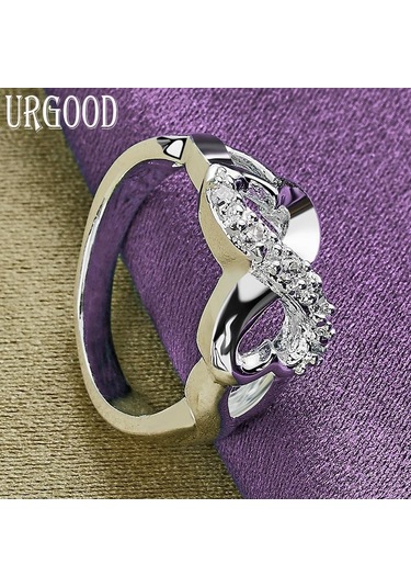 925 Ayar Gümüş Kalp Yay Yüzük Parti Hediye Romantik Takı