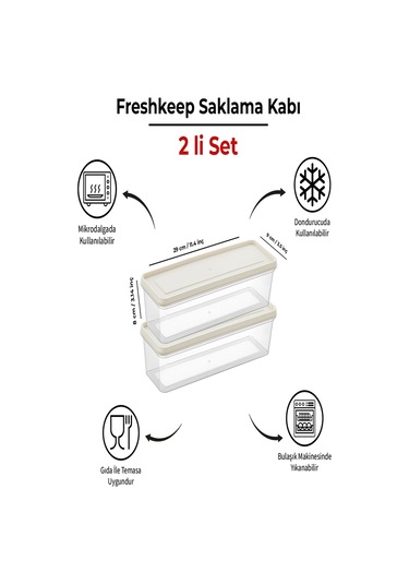 Freshkeep 2'li Saklama Kabı Seti 1.3 Litre Gıda Koruma Kutusu Kapaklı Şampanya