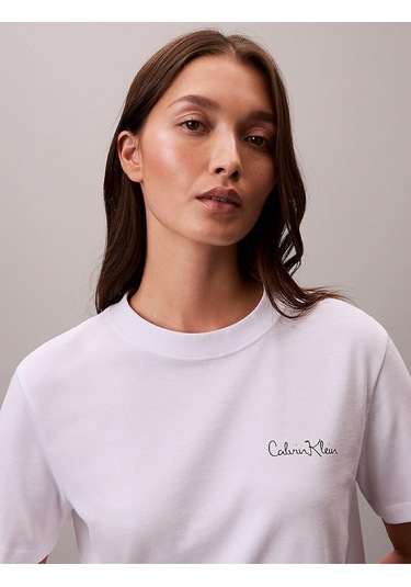 Kadın Classic Grafik T-shirt-13022 Beyaz
