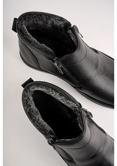 Muggo Davila Garantili Çift Fermuarlı Kürklü Erkek Bot Siyah