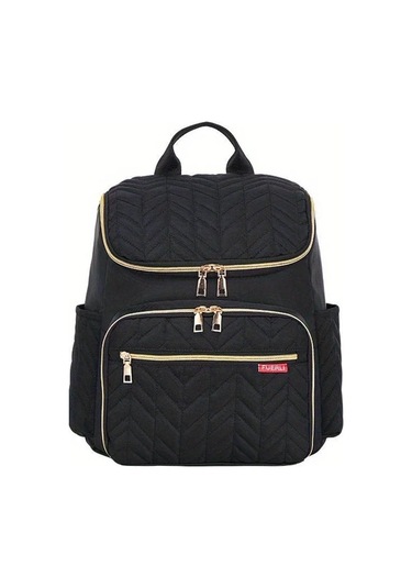 Wangxi Anneler İçin Büyük Kapasiteli Siyah Altın Sırt Çantası Temel Gereksinimler Seyahat Ve Puset Kullanımı İçin İdeal Siyah Altın