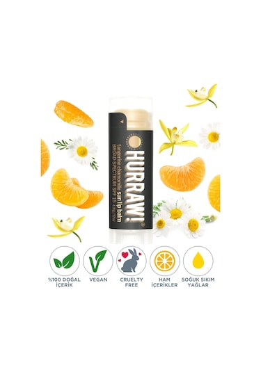 Hurraw Sun Lip Balm Güneş Koruyuculu Spf15 4.8g