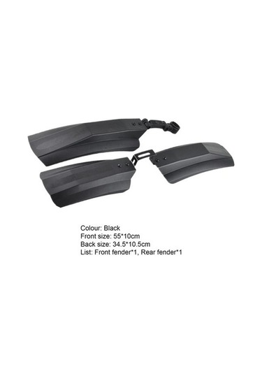 Pazly 2 Adet Siyah Fatbike Bisiklet Çamurluk Aşınma Ve Darbe Dayanıklı Ön/arka Parça Uygulama Kolay, Kırılma Önleyici, Plastik Yapımlı Siyah