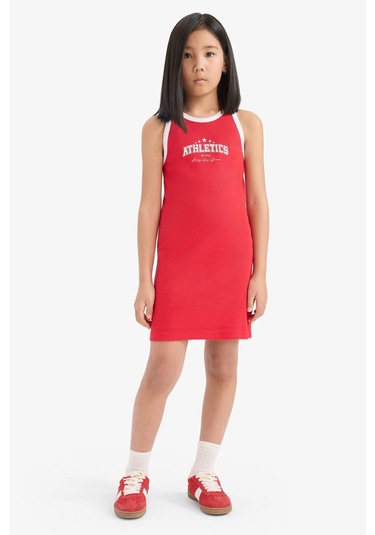 DeFacto Kız Çocuk Baskılı Fitilli Kaşkorse Kolsuz Yazlık Elbise B4491A825SMRD51