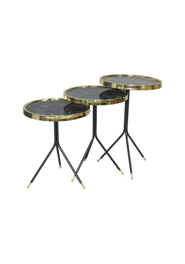 Zgon Çatal Model BRC Metal 3 Ayak GOLD Renk Siyah Mermer Temper Cam El Yapım