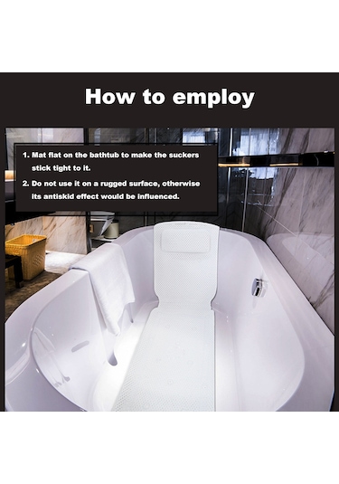 Hangfox Banyo Tepsi Antipatlama Matı - Yumuşak Sponge Yatağıyla Boyun Desteği, Pvc Materyal, Beyaz, 125x36cm Diğer