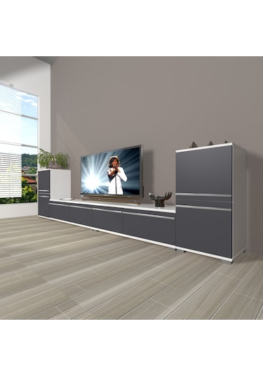 Decoraktiv Eko 9220t Mdf Tv Ünitesi Tv Sehpası Beyaz - Antrasit