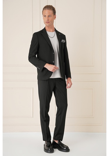 Comfort Fit Torba Cep Dokulu Esnek Pamuk Casual Siyah Ceket C 676 Siyah