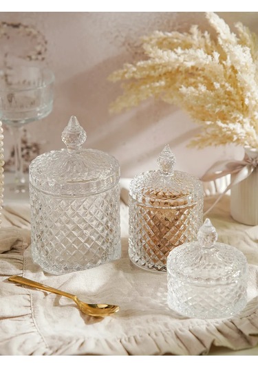 Dolana Kapaklı Şeffaf Cam Şekerlik 130 Ml 370805912 Beyaz