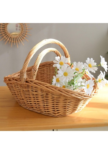 Homyl Dokuma Piknik Sepeti Kapları Paskalya Şeker El Saklama Kahverengi