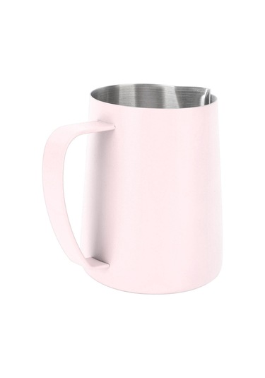 Konesam 304 Paslanmaz Çelik 480ml İç Ölçülü Uçlu Ağız Latte Kahve Süt Köpük Kupa Pembe